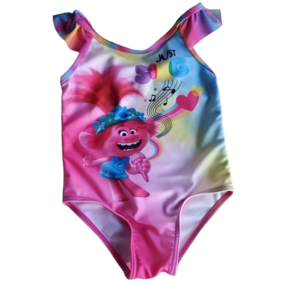 DreamWorks Trolls World Tour One-piece Swimsuit Pink Just Sing 18m - Picture 1 of 4